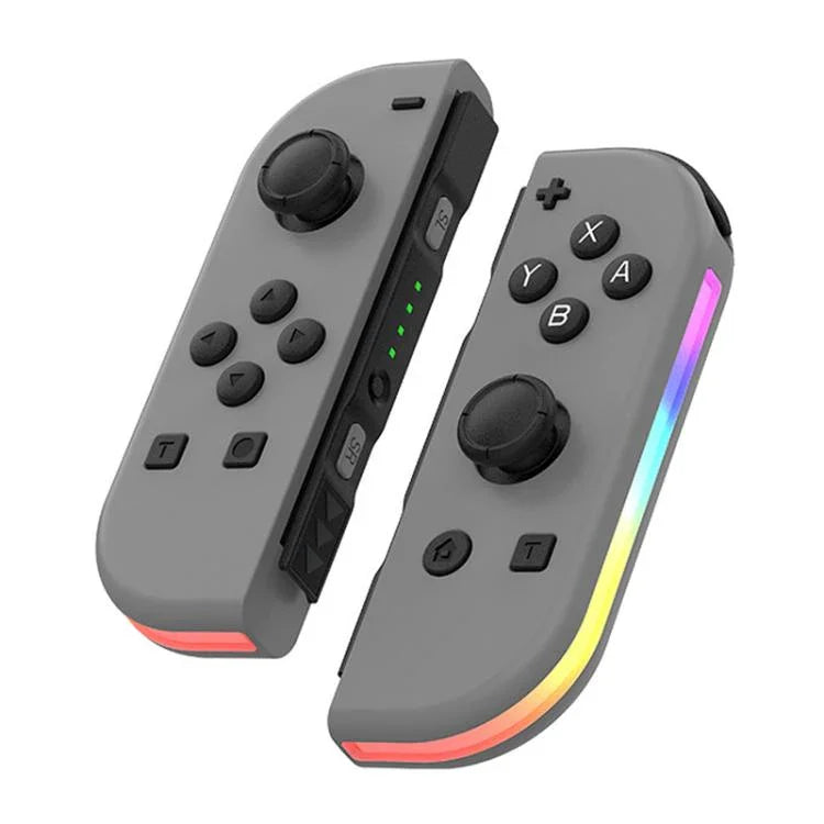 JOY-02 遊戲左右手柄，帶 RGB 燈光體感藍牙遊戲手柄，適用 Switch / Switch OLED / Switch Pro / Switch Lite / Switch Joycon，黑色，灰色