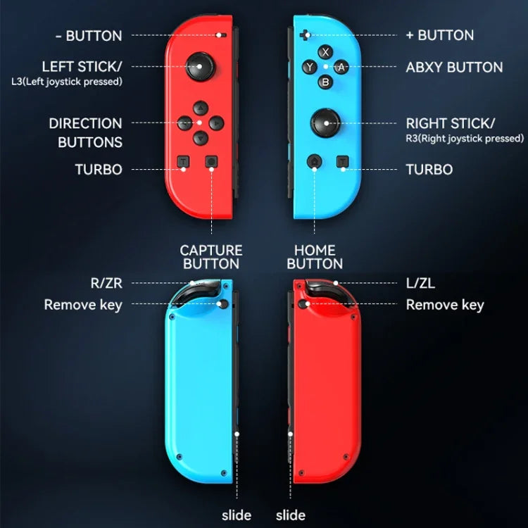JOY-02 遊戲左右手把帶 RGB 燈光體感藍牙遊戲手柄 適用於 Switch / Switch OLED / Switch Pro / Switch Lite / Switch Joycon，藍紅、綠藍、白色