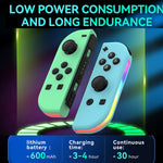 JOY-02 Gaming Left And Right Handle With RGB Lights Body Feel Bluetooth Gamepad For Switch / Switch OLED / Switch Pro / Switch Lite / Switch Joycon, Blue Red, Green Blue, White, Gray, Pink Green, Orange Purple, Light Pink Light Green