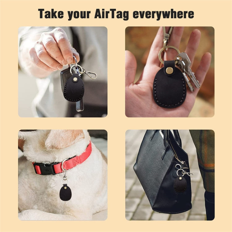 適用於 AirTag 定位器皮革套附鑰匙圈卡片