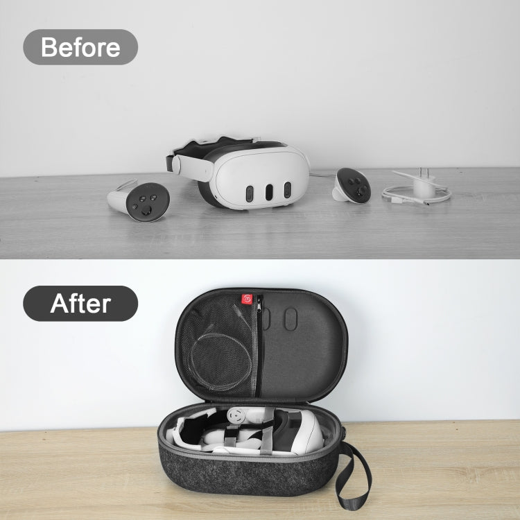 JYS-MQ018 適用於 Apple Vision Pro / Meta Quest 3 VR 眼鏡收納包防摔防刮便攜包，黑色，灰色