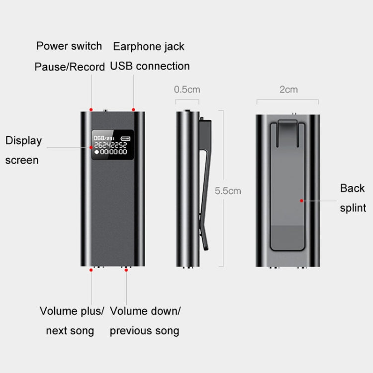 Q25智能錄音筆帶屏幕高清降噪背夾式記者錄音筆，4GB，8GB，16GB，32GB