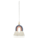 Hand-woven Wood Beads Cotton Rope Rainbow Car Aromatherapy Pendant