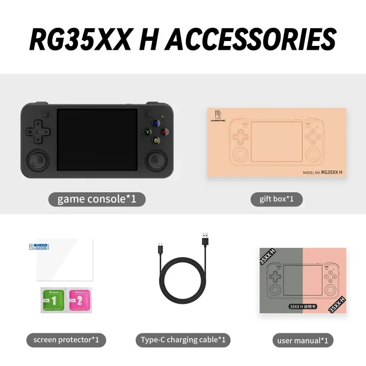 ANBERNIC RG35XX H 掌上遊戲機 3.5 吋 IPS 螢幕 Linux 系統，64GB，64GB+128GB