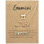 3 In 1 12 Zodiac Signs Necklace Set Retro Alphabet Symbols With Diamonds Jewelry Set, Scorpion Golden, Sagittarius Golden, Capricorn Golden, Taurus Golden, Pisces Golden, Leo Golden, Libra Golden, Cancer Golden, Aquarius Golden, Virgo Golden, Aries Gol...