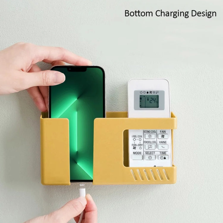 雙格壁掛收納盒 遙控器雜物整理架 手機充電架，雙藍色