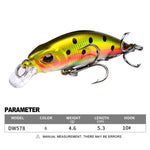 5.3cm 4.6g下沉小魚假餌 長投擲仿生塑膠硬餌 釣魚用具，PROBEROS DW577 8003 鉤，PROBEROS DW578 普通鉤