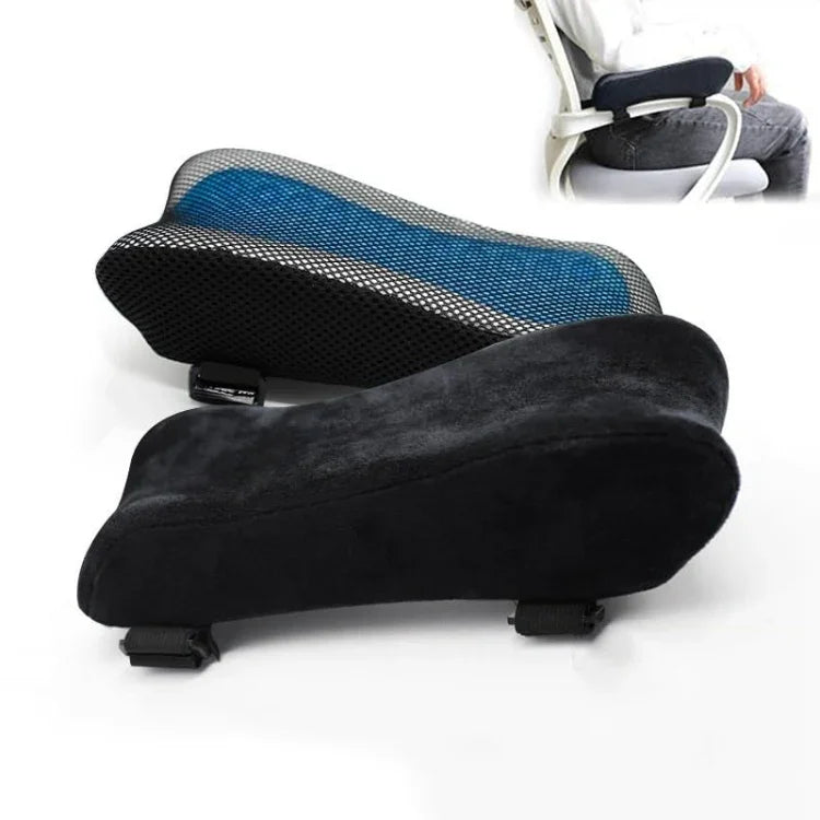 Curve Three-dimensional Support Memory Foam Office Chair Armrest Pad, Black, Gel Grid, Grid, Gray Grid, Gray