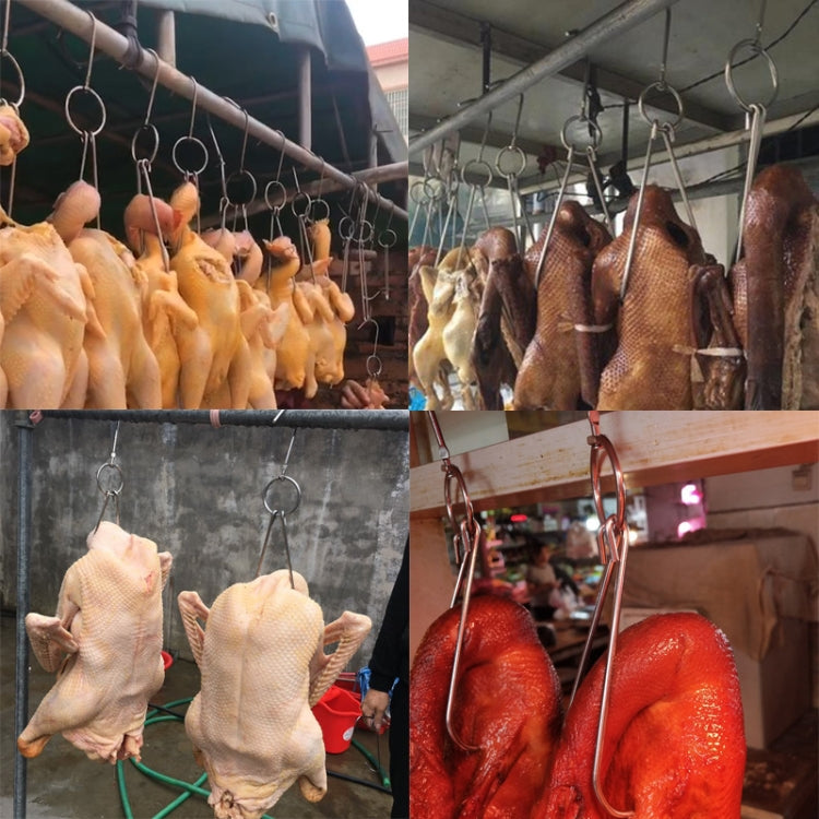 不鏽鋼雙環鴨子烤架掛鉤戶外燒烤掛鉤支架，3厘米小環23公分，3厘米小蠟環24.5公分，3厘米大蠟環33公分，3厘米中蠟環29公分，4厘米鋼厚短24公分