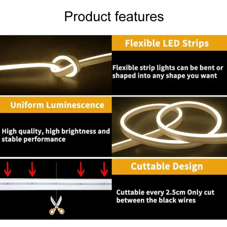 LIXINCORDA 2米 5V USB 觸控 LED 燈條柔性霓虹矽膠軟條，USB 觸控（粉色），USB 觸控（暖白光），USB 觸控（藍色）