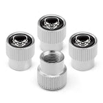 4pcs /Set Skeleton Car Tire Universal Aluminum Valve Cap, Black, Silver
