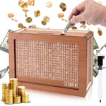 木製存錢筒撲滿附計數器家用圖書館裝飾，淺棕色1000歐元，淺棕色2000歐元，淺棕色3000歐元，淺棕色5000歐元，淺棕色10000歐元，深棕色1000歐元，深棕色2000歐元，深棕色3000歐元