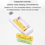直插式 2 插槽 USB AA / AAA 可充電電池充電器，USB 2 插槽