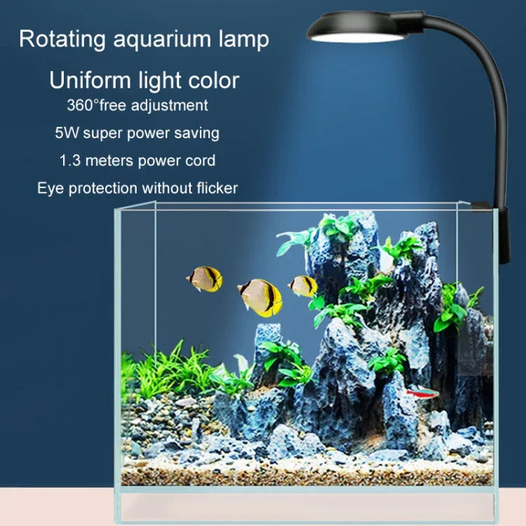 5W 魚缸LED夾燈 USB 插頭照明水族透光水草燈