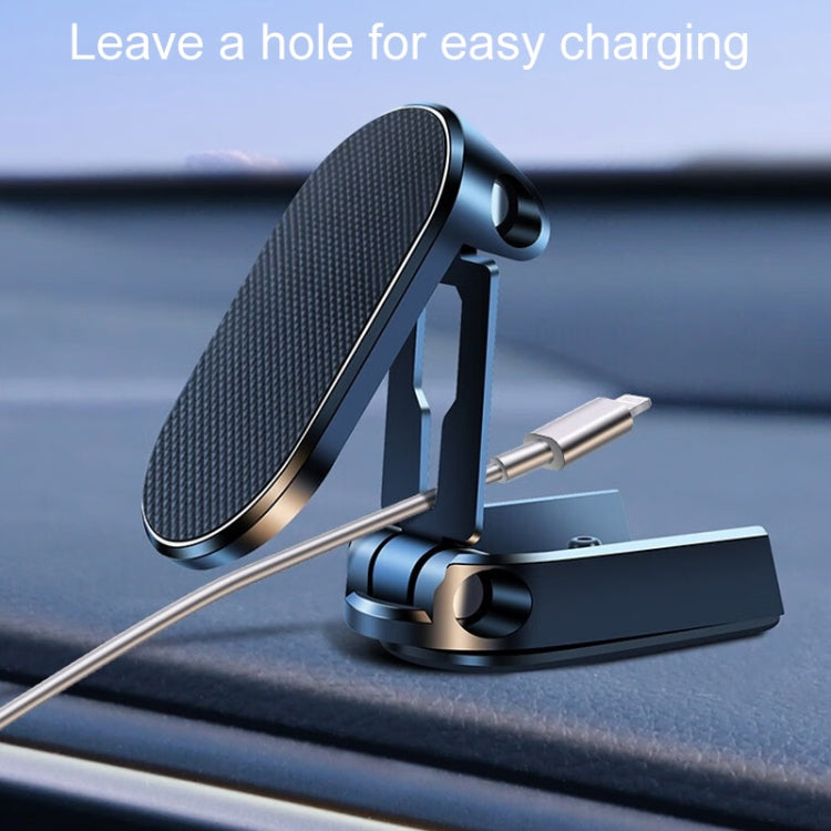 D11 Magnetic Folding Car Phone Holder Rotatable Dashboard Stick-On Navigation Stand, Black Frosted, Silver Frosted