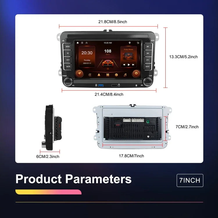 適用於 Volkswagen/Skoda 2+64G 播放器 大屏 Carplay 安卓導航倒車攝像頭一體機，2+64G