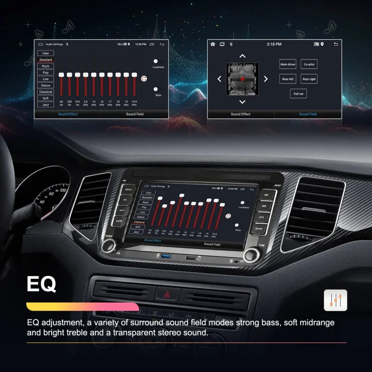 適用於 Volkswagen/Skoda 2+64G 播放器 大屏 Carplay 安卓導航倒車攝像頭一體機，2+64G