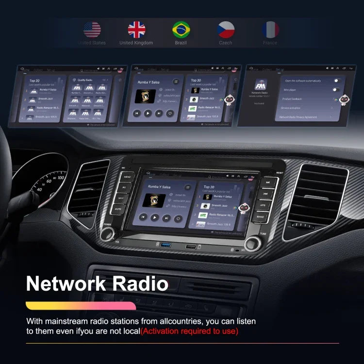 適用於 Volkswagen/Skoda 2+64G 播放器 大屏 Carplay 安卓導航倒車攝像頭一體機，2+64G