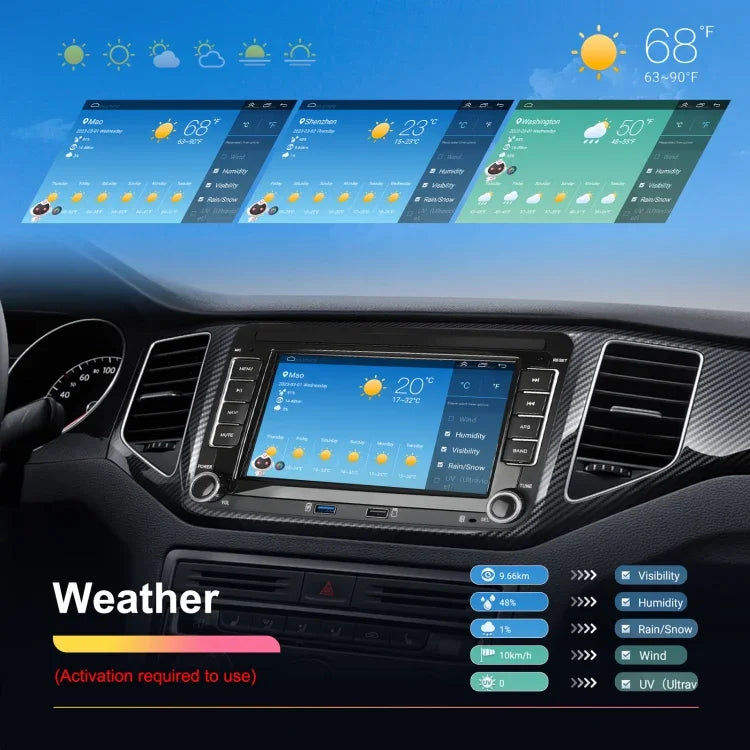 適用於 Volkswagen/Skoda 2+64G 播放器 大屏 Carplay 安卓導航倒車攝像頭一體機，2+64G