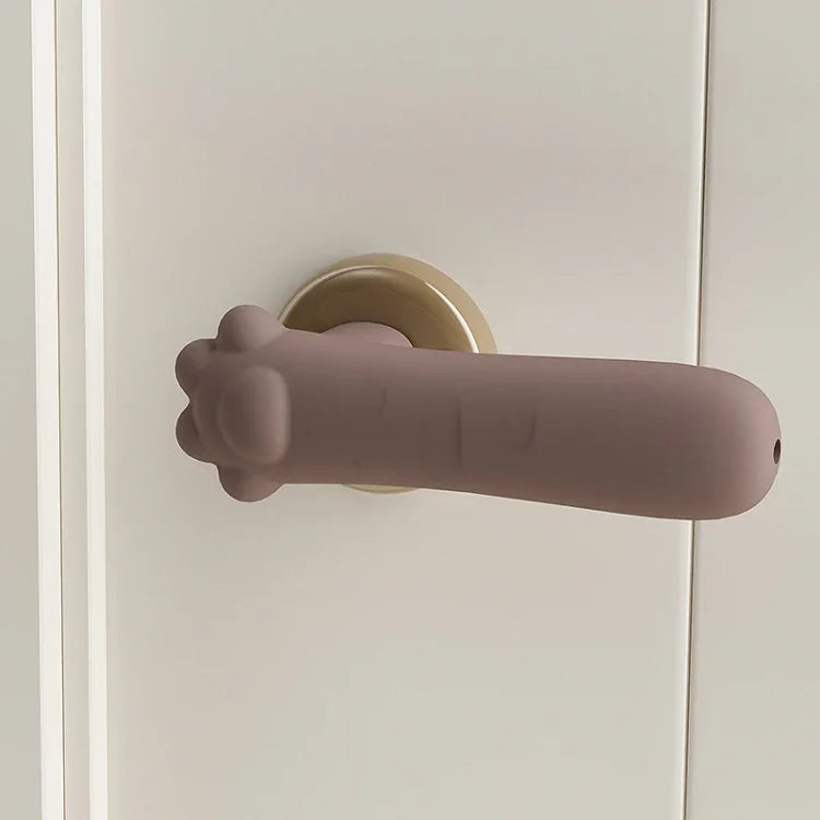 Silicone Door Handle Protector Children Anti-collision Door Pads, Cat Claw-Brown, Cat Claw-Wood Color