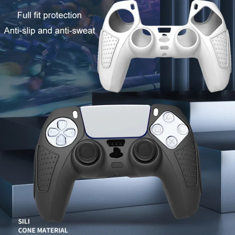 適用於 PS5 手把矽膠保護套 防滑軟矽膠套，白色、藍色、黑色、白色+2帽、藍色+2帽、黑色+2帽、白色+8帽、藍色+8帽、黑色+8帽