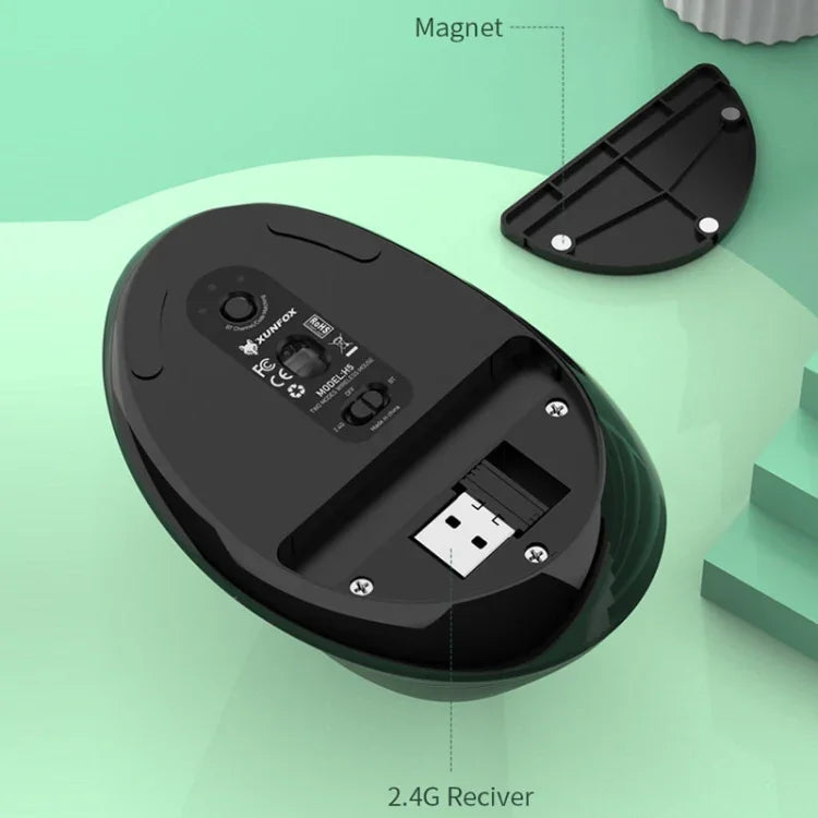 XUNSVFOX H5 直立式垂直雙模滑鼠可充電無線商務辦公滑鼠