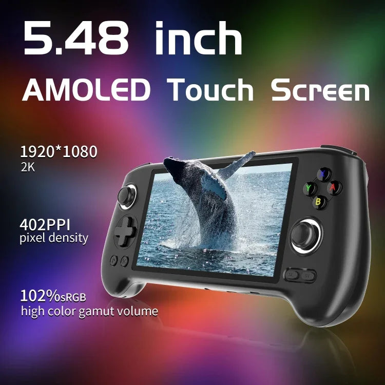 ANBERNIC RG556 掌上遊戲主機 Android 13 系統 5.48 吋 AMOLED 螢幕 WIFI 藍牙遊戲機，128GB+128GB，128GB+256GB