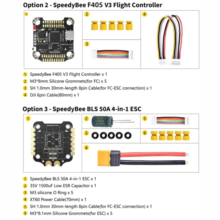 3-6S 鋰聚合物氣壓計 遙控無人機用，SpeedyBee BLS 50A 4合1 電調