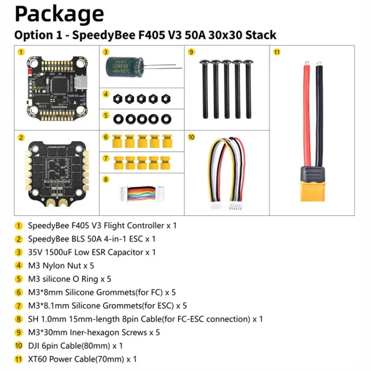 3-6S 鋰聚合物氣壓計 遙控無人機用，SpeedyBee BLS 50A 4合1 電調