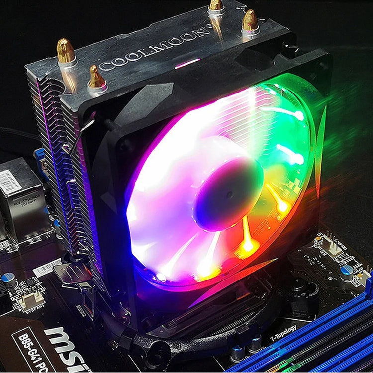 COOLMOON Frost 雙銅管CPU風扇 桌上型電腦照明靜音AMD空冷散熱器，P2 魔月版單風扇，P22 魔月版雙風扇，P2 流線版單風扇，P22 流線版雙風扇
