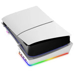 適用於 Sony PS5 Slim IPEGA PG-P5S021 RGB 燈主機橫置支架，帶 4 個 USB 集線器，白色