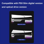 適用於 Sony PS5 Slim IPEGA PG-P5S021 RGB 燈主機橫置支架，帶 4 個 USB 集線器，白色