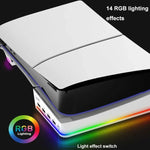 適用於 Sony PS5 Slim IPEGA PG-P5S021 RGB 燈主機橫置支架，帶 4 個 USB 集線器，白色