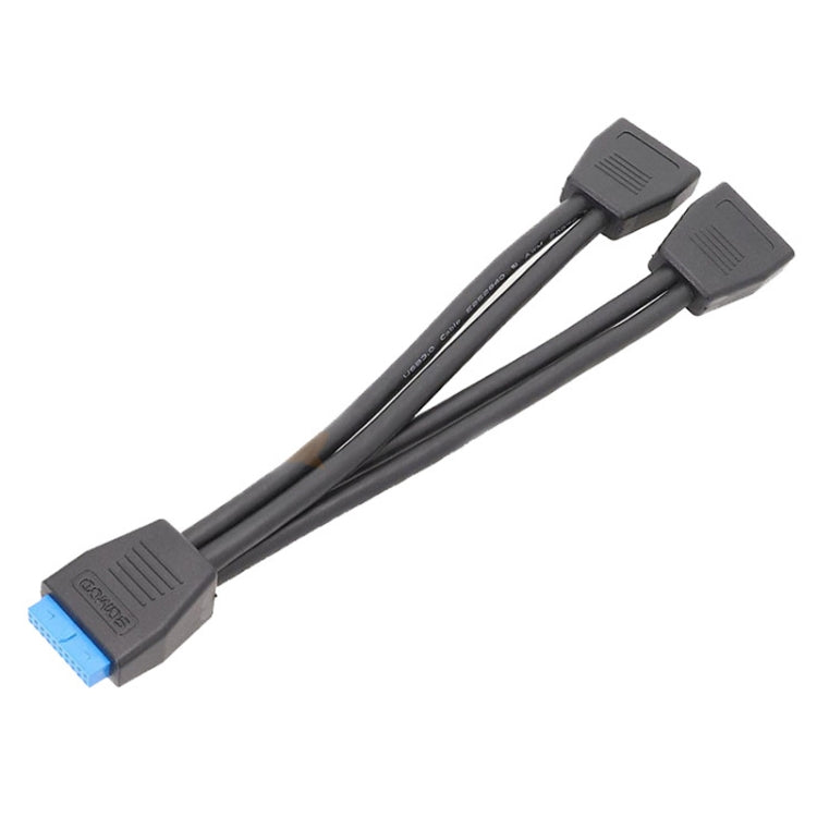 電腦主機板 19 針 USB3.0 一分二延長線, 21cm 19針