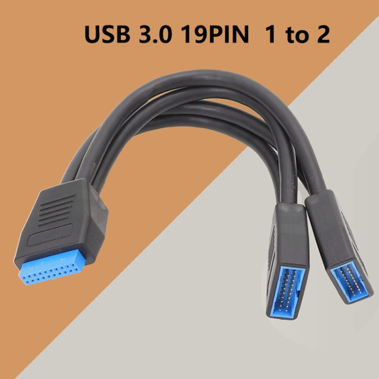 電腦主機板 19 針 USB3.0 一分二延長線, 21cm 19針