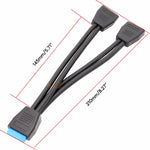 電腦主機板 19 針 USB3.0 一分二延長線, 21cm 19針