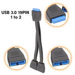 電腦主機板 19 針 USB3.0 一分二延長線, 21cm 19針