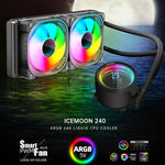COOLMOON CM-YM-240T 數位 ARGB 鏡頭版一體式水冷 CPU 散熱器溫度顯示 CPU 風扇, CM-YM-240T