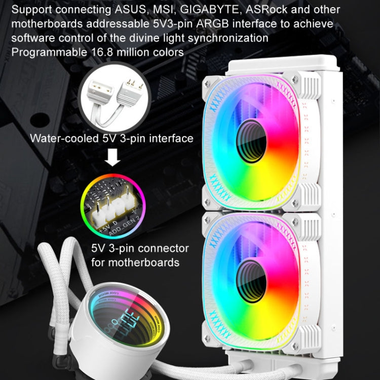 COOLMOON CM-YM-240T 數位 ARGB 鏡頭版一體式水冷 CPU 散熱器溫度顯示 CPU 風扇, CM-YM-240T