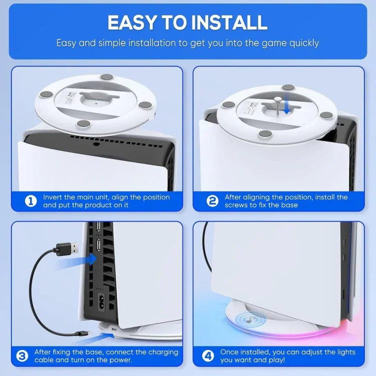 適用於 Sony PS5 Slim IPEGA 通用遊戲主機直立散熱底座支架，白色、黑色、多彩白、多彩黑