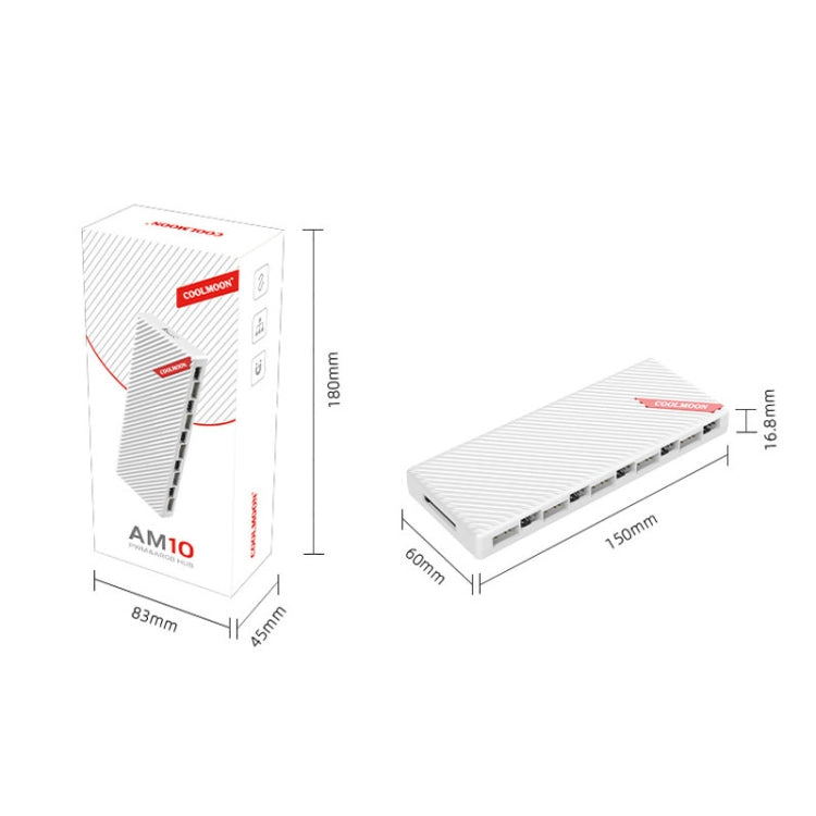 COOLMOON AM10 ARGB+PWM 雙 10 端口溫控分接器機殼風扇 5V 3針 HUB