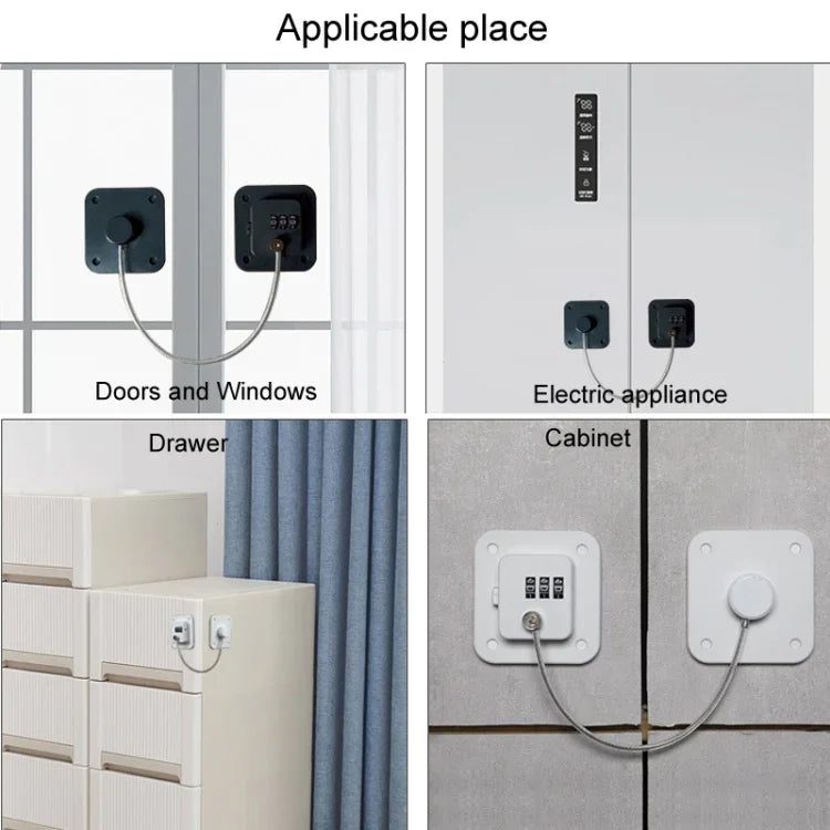 Child Safety Lock No Hole Window Limiter Refrigerator Drawer Cabinet Combination Lock, 3-bit Black, 3-bit White, 2-bit Black, 2-bit White, 2-bit Gray