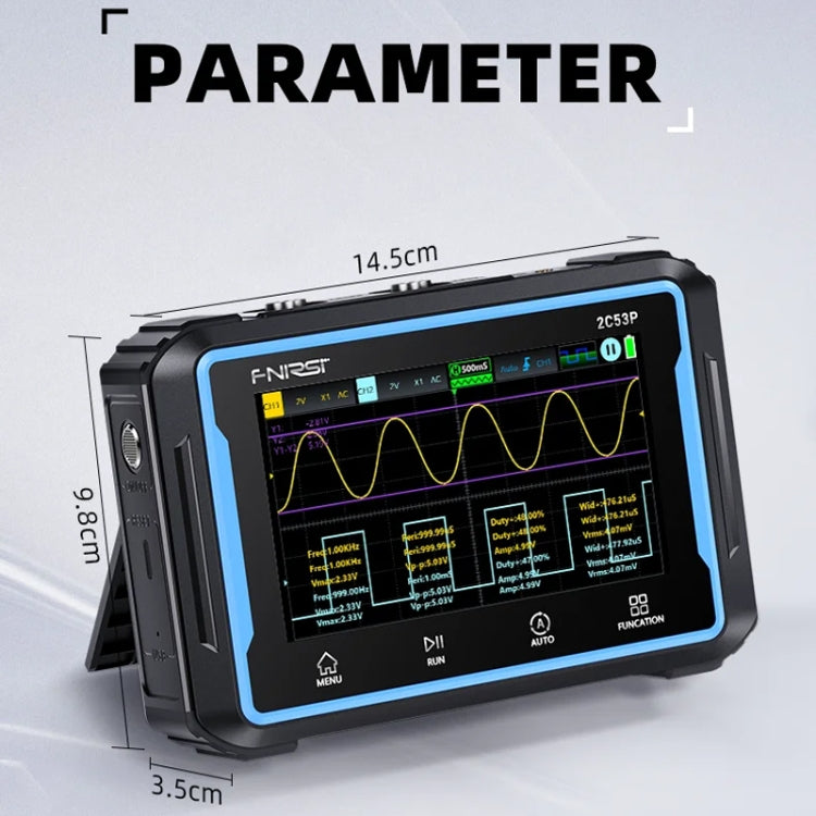 FNIRSI 2C53P雙通道平板數位示波器多用電表信號產生器三合一，2C53P