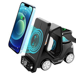 T20 五合一車型桌面鬧鐘無線充電器附氛圍燈，白色、灰色、黃色、橙色