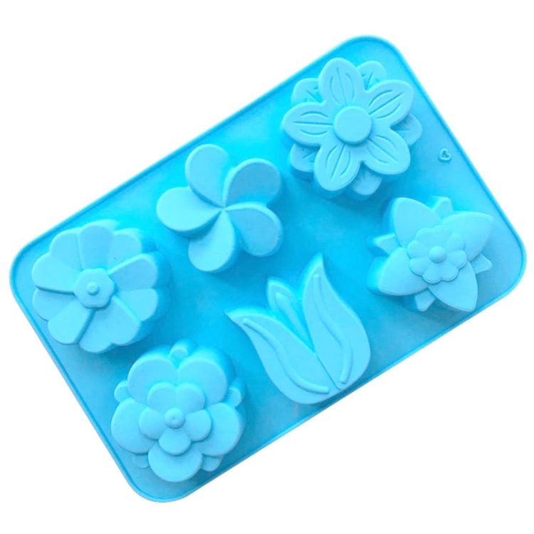 6格花朵矽膠烘焙蛋糕模具 DIY手工皂模具，6格花朵