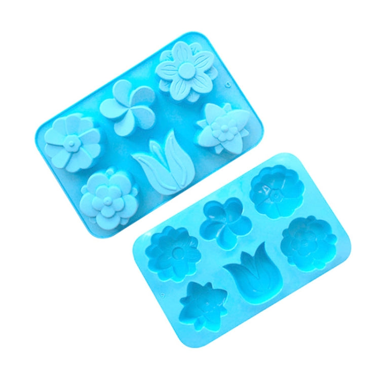 6格花朵矽膠烘焙蛋糕模具 DIY手工皂模具，6格花朵