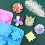 6格花朵矽膠烘焙蛋糕模具 DIY手工皂模具，6格花朵