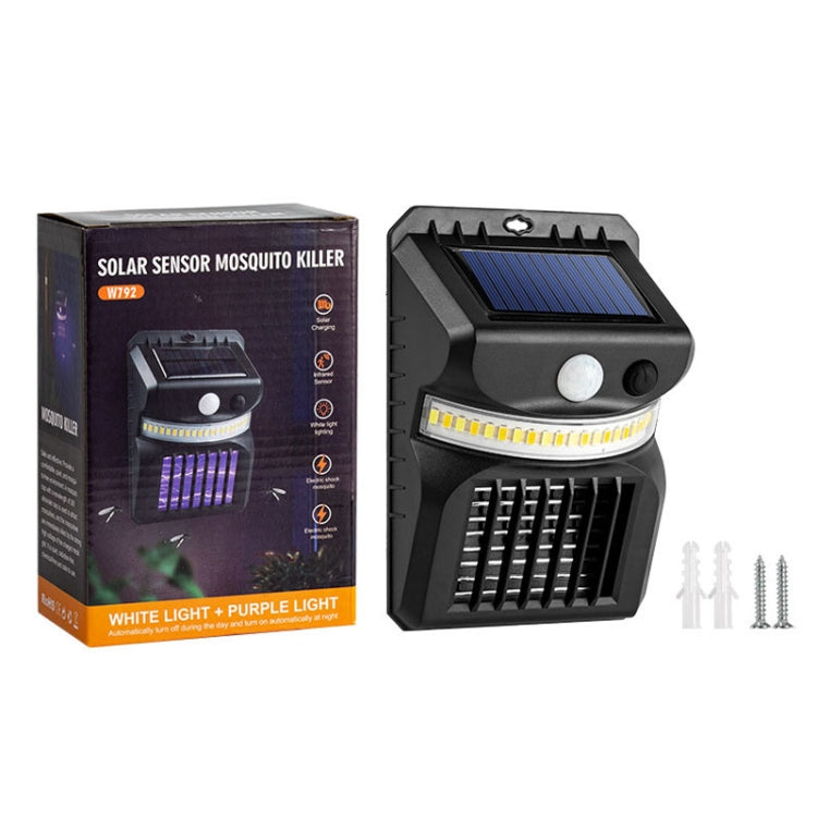 E-SMARTER W792 LED Solar Wall Light With Purple Light Mosquito Control Function Human Intelligent Sensor Outdoor Garden Lamp, White Light, White Light+Yellow Light