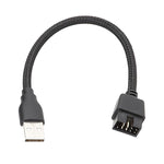 USB-A 公對 9 針主機板內建 RGB 數據至外部 U 端口轉接線, USB-A 公對 9 針