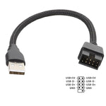 USB-A 公對 9 針主機板內建 RGB 數據至外部 U 端口轉接線, USB-A 公對 9 針